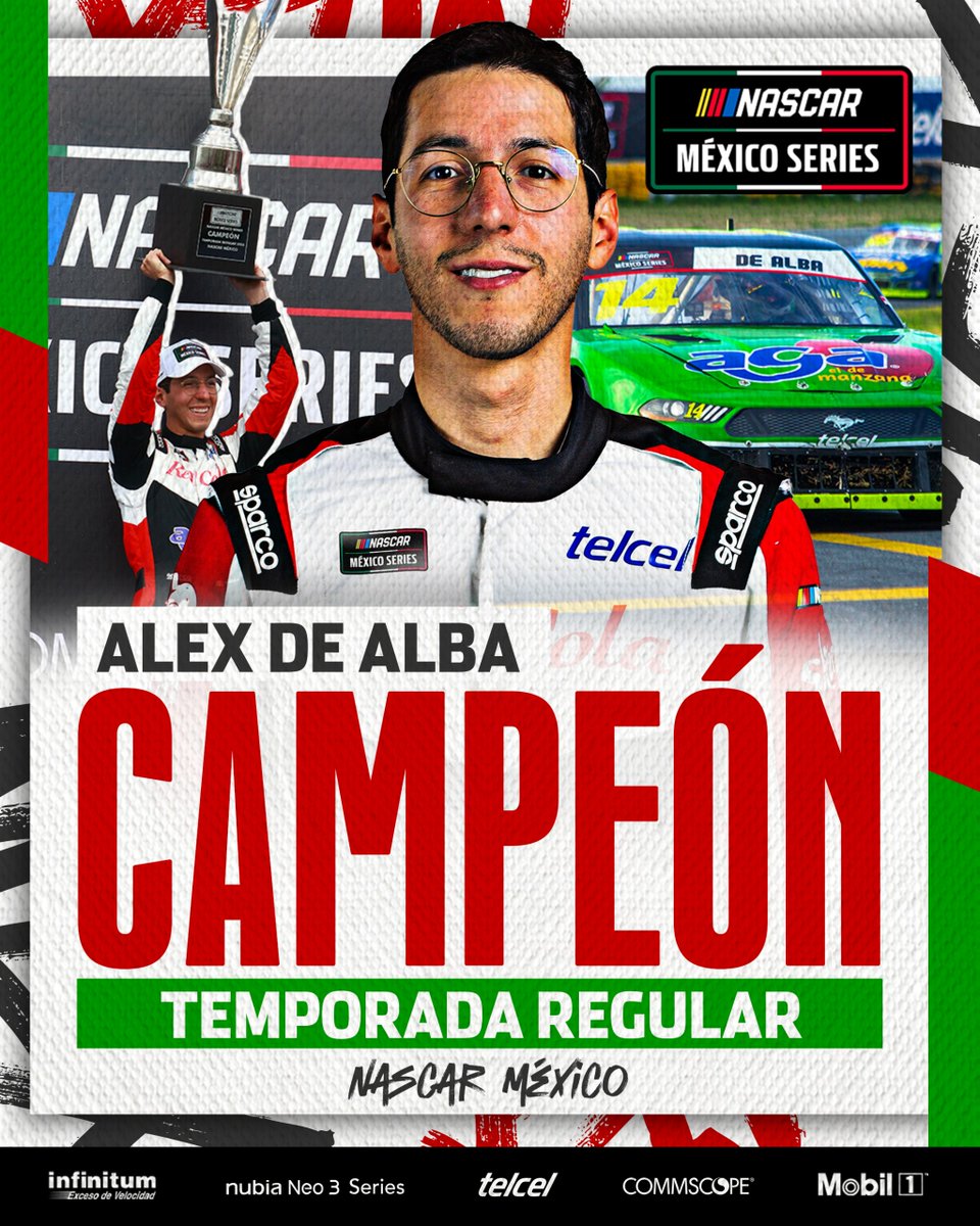 NASCARMex's tweet image. El Campeón de la Temporada Regular 2025 de NASCAR México es: @aam1497🏆
#NASCAR #NASCARMéxico #NASCARMex #NASCARMx #NASCARPue #Puebla75 #Telcel #NubiaNeo3 #Infinitum #Commscope #Mobil