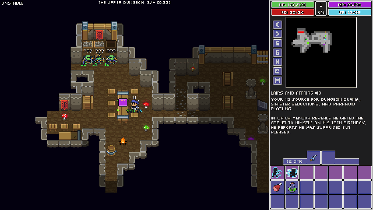 Lairs and Affairs #3
In which Yendor reveals he gifted the Goblet to himself on his 12th birthday, he reports he was surprised but pleased.

#roguelike #indiegamedev #indiegame