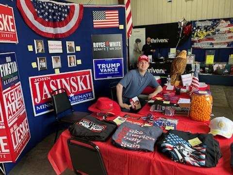 mngop's tweet image. 🎉 Big thanks to our hard-working intern, Nathan! He spent 4 days with the fantastic Rice County Republicans at the Rice County Fair, rolling out new merch for our MN State Fair Booth next month! 💪 #RiceCountyFair #MNStateFair