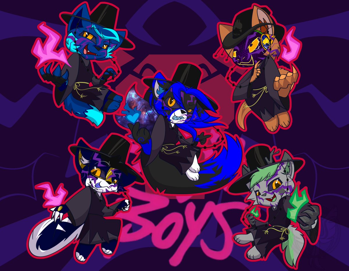 Fluff_Spark3r's tweet photo. "A demon boy band....? HAHAHAHAH what makes you THINK that will work?!"

Decided to include more peeps to complete the band x3
@SethCooperrr @AussieToaster  @jeroastra @EvergreenFenrir https://t.co/bwnHcdEsBO