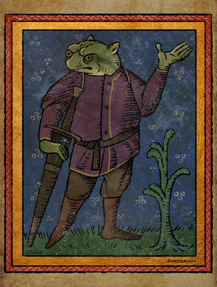Third artfight attack of the year! 
artfight.net/attack/1043972…
#artfight2025 #frog #goblin #knight #manuscriptart #medieval