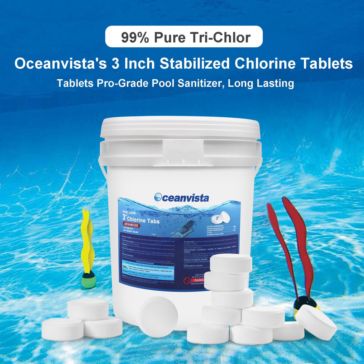 PoPoChen2025's tweet photo. OceanVista 3” Chlorine Tablets – Keep your pool clean, clear, and protected with powerful, slow-dissolving chlorine tabs. Made with 99% Trichlor, UV-stabilized, and perfect for floaters, feeders, and skimmers. Safe, reliable water care for any pool. https://t.co/VlWQTUZkb2