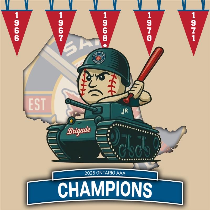 THE SARNIA 22U BRIGADE ARE THE 2025 ONTARIO AAA CHAMPIONS! 

The Brigade defeated the Mississauga Tigers 11-1 in the Championship Game. It is Sarnia's 6th top-tier Junior Division Championship! 

The team will head to Nova Scotia in August to battle for the Canadian title. ⚔️