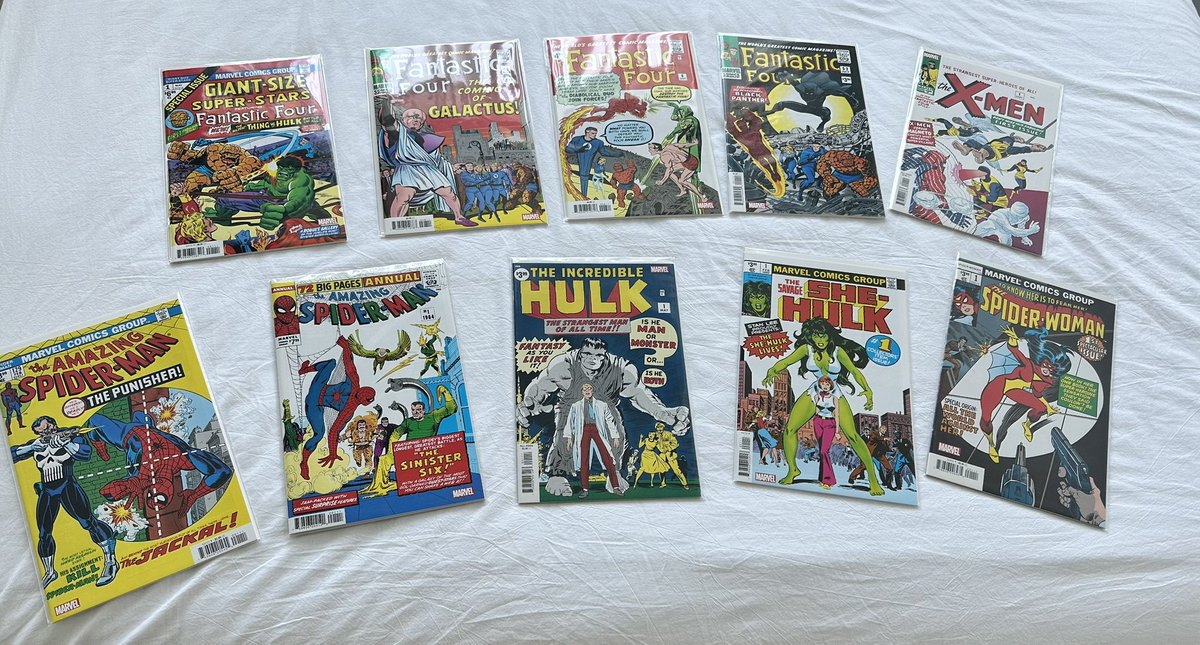 1HPNerd's tweet photo. I’ll keep it all the way real. These are ALL facsimiles. Ain’t no way I’d spend thousands to attain the originals of these classics. 🙅🏽♂️😂. I still love them though!! 🥹. NO SHAME! #comicbooks #marvel #comics #facsimiles #comiccollecting https://t.co/RZ22uHNEze