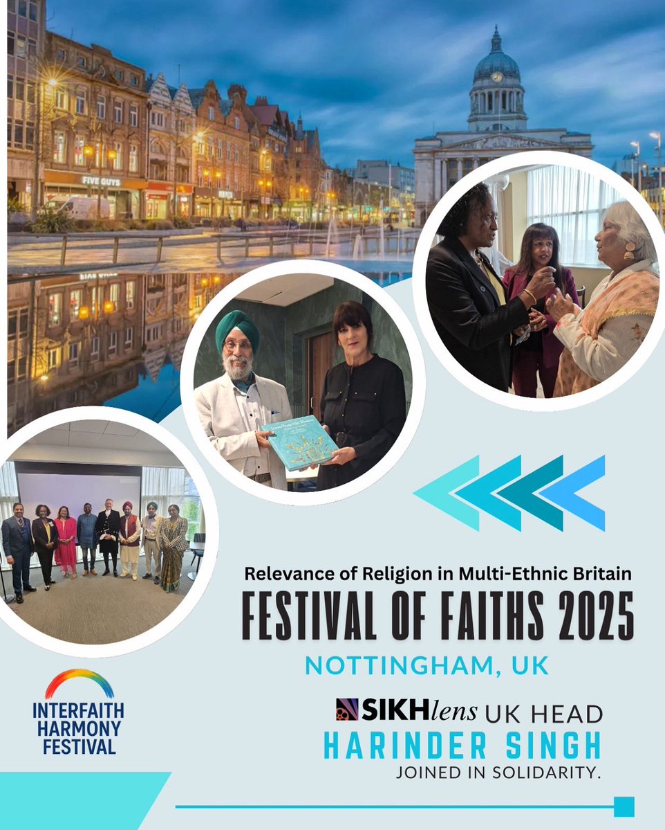 SikhLens's tweet image. Sikhlens UK Head Harinder Singh joined 9 faith leaders at the #FestivalOfFaiths 2025 in Nottingham 🇬🇧 to speak on “Relevance of Religion in Multi-Ethnic Britain.”
Proud to support dialogue that builds bridges across communities. 🤝
#Sikhlens #Interfaith #UnityInDiversity