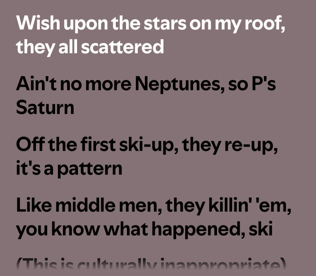 PeacefulWretch's tweet image. "Wish upon the stars on my roof, they all scattered," 🤔 been thinking about this bar for a while now. I wonder what Malice meant by this. Either way, it's one of my favorites.🙏🏾