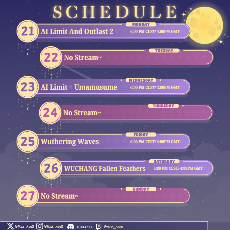 Ace_0ff_Spades's tweet photo. 🚨SCHEDULE TIME🚨
✨AI Limit? I’ll rage.
😱Outlast 2? I’ll scream.
🏇Umamusume? Emotional damage.
🌊Wuthering Waves? I’ll lose myself in exploration.
🪶Wuchang fallen feathers? I'll suffer.
#VTuber #VtuberEN #Ailimit #umamusume #Outlast2 #WutheringWaves #wuchangfallenfeathers https://t.co/sGCsvCci6D