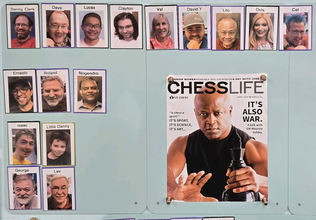 9 players at today's especially fun and social edition of the Maynard-area Chess Club #MaChessC - welcoming two new two timers Lito and David Y, plus many familiar faces. chess.maynard.wiki