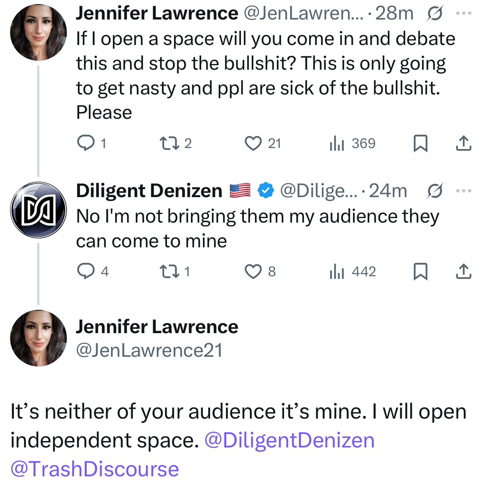 JenLawrence21's tweet image. To those messaging me asking me to do something in this battle βοΈ
I have tried I have offered both sides to come to a neutral space and debate what the issue is. I was told no and it seems ppl are dead set on keeping this going. Offer stands when people come to their senses.