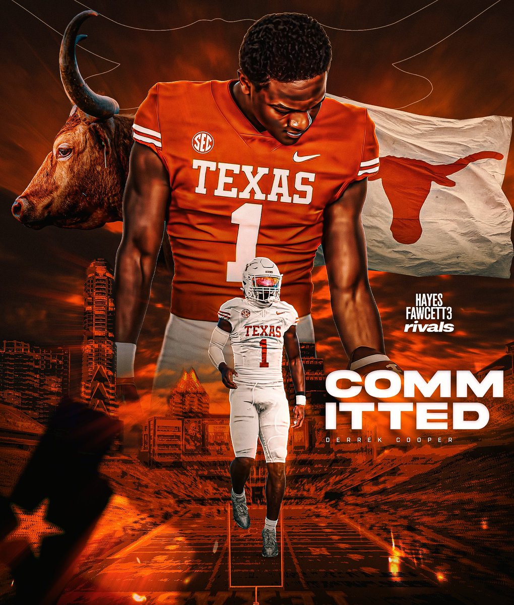 Hayesfawcett3's tweet image. BREAKING: Elite 2026 RB Derrek Cooper has Committed to Texas, he tells me for @rivals
The 6’2 210 RB from Fort Lauderdale, FL chose the Longhorns over Miami & Georgia
He’s ranked as the No. 2 RB in the ‘26 Class
“Terry blacks I’m on my way!”
on3.com/rivals/derrek-…