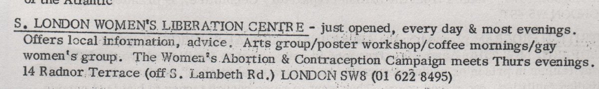 feminiscity's tweet image. Nov 1972 --> South London Women's Liberation Centre
(More about its history here: ravenrow.org/texts/amy-tobi…)