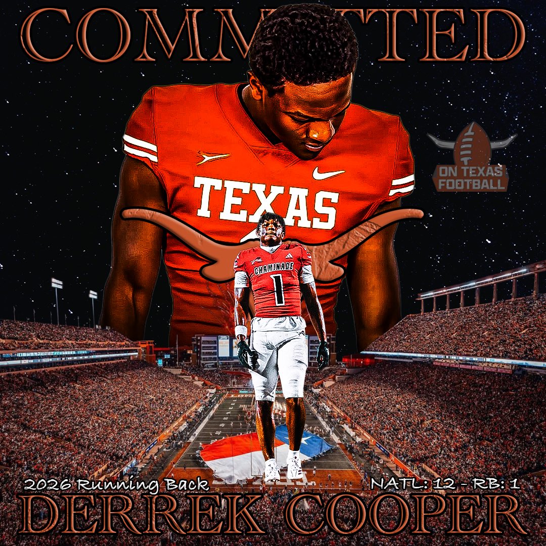ontexasfootball's tweet image. WELCOME TO TEXAS!!!!! 🤘
Texas lands a commitment from Hollywood, FL RB Derrek Cooper, the top RB in the COUNTRY!
