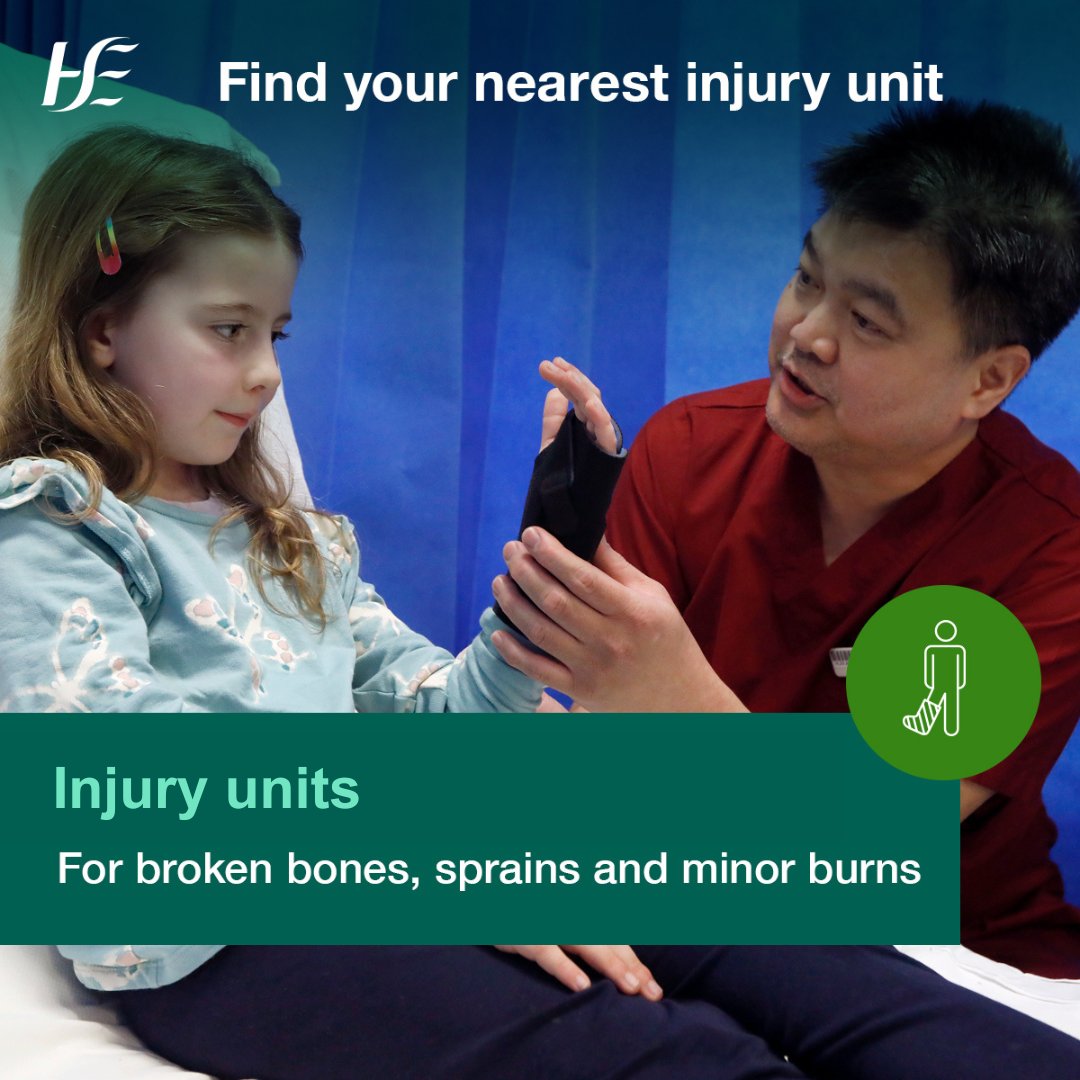 HSELive's tweet image. Injury units treat recent injuries (less than 6 weeks old) that are not life-threatening and unlikely to need admission to hospital.
Injury units can treat:
➡️ broken bones, sprains and strains, from knees to toes
➡️ broken bones, sprains and strains, from collarbone to…