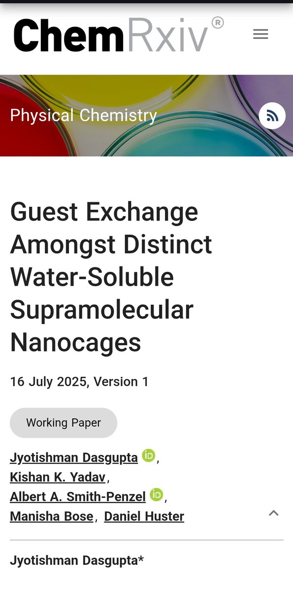 jd1278's tweet image. Another one from the nanocage side we are excited about: Guest Exchange Amongst Distinct Water-Soluble Supramolecular Nanocages | ChemRxiv - go.shr.lc/3GKIu1g tremendous work by 
@KishanKYadav95 @TIFRScience wonderful Collab with Daniel Huster and Albert!!