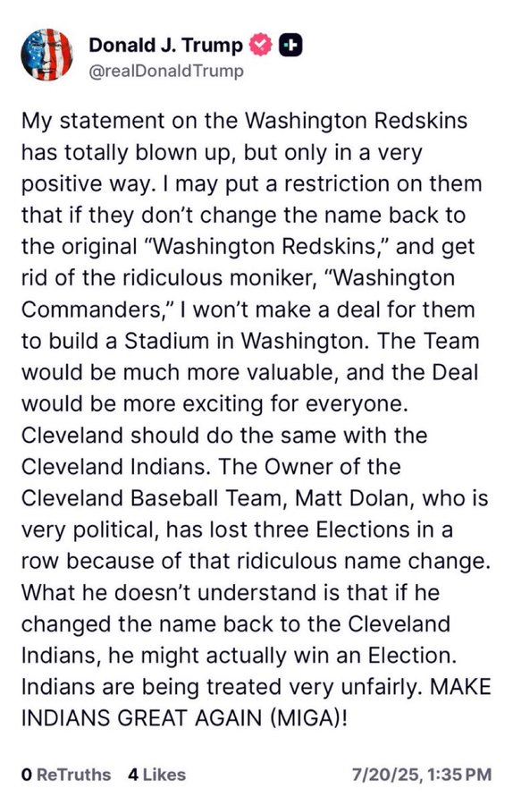 Since I was blessed to work with National Congress of American Indians President Fawn Sharp on killing the racist DC team's brand, it gives me personal joy to know POTUS is sitting in a bitchy funk over it, hot and bothered all these years later, on a random Sunday.