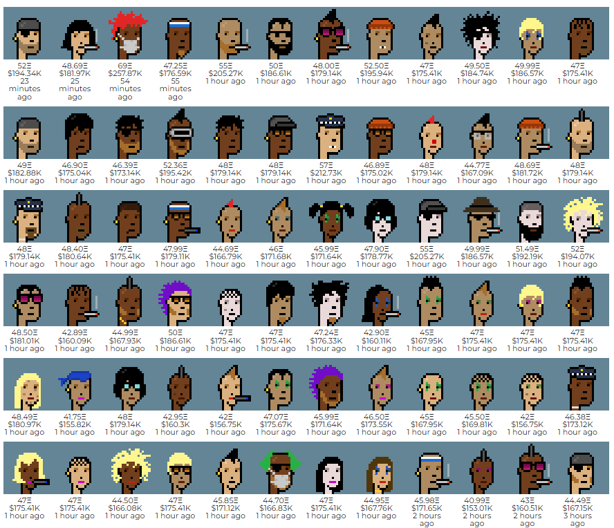 randomcdog's tweet image. I think this is the most spectacular CryptoPunks sweep we've seen since 2022 - maybe even 2021?
76 punks were acquired within 5 hours for aprox. $13.5 million. Over 35 Squiggles were also acquired during the same period.