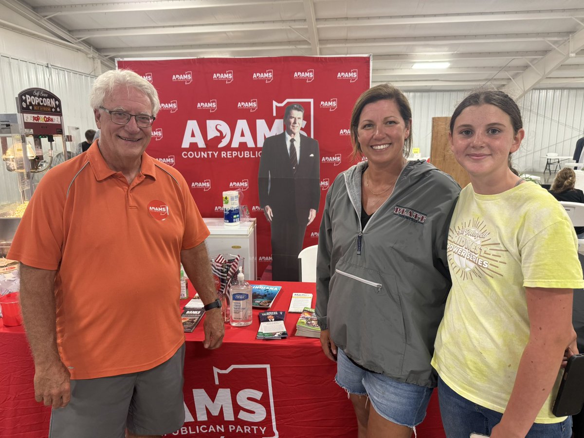 AdamsCoINGOP's tweet image. The Adams County GOP booth was the place to be at the @AdamsCountyIN4H Fair as we passed out popcorn to those who visited the Republican booth. Thank you Adams County Commissioner Steve Bailey, AJ Bertsch, & Adams County GOP Election Board Member Charlie Tooley for your help!