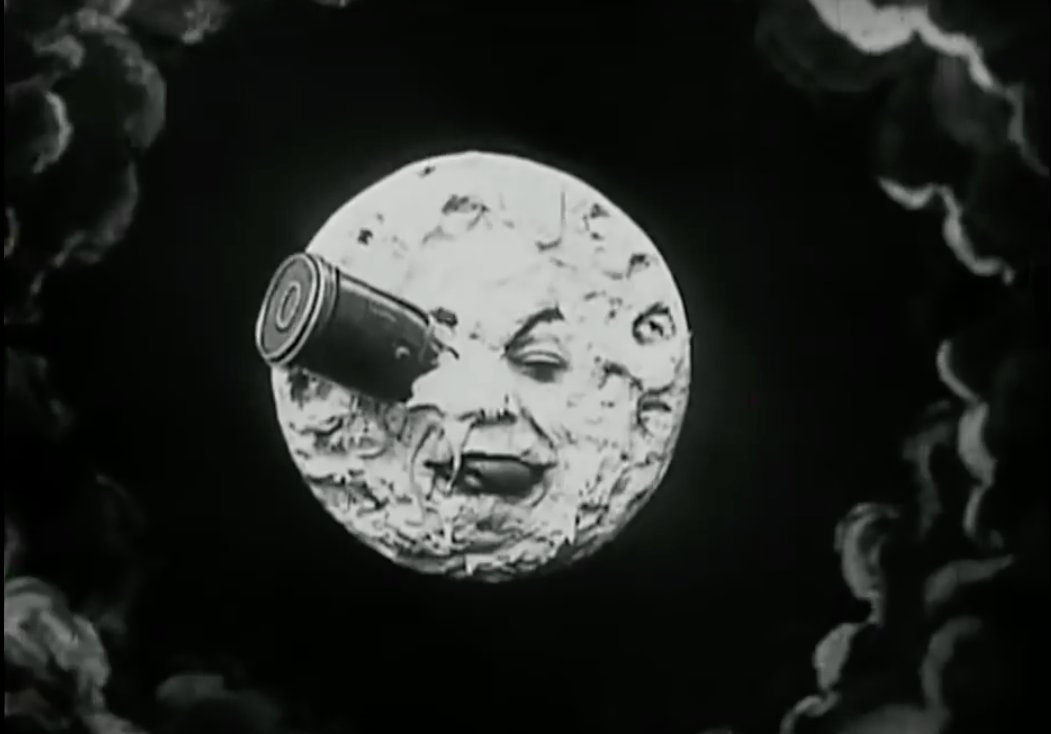 TheExtremeMusi1's tweet photo. @Gibboanxious George Melies’ French sci-fi adventure, #ATriptotheMoon, is regarded as one of the most influential films in cinema history. The film is set around 100 years in the future. So if it was released in 1902, that means the story must have taken place around 2002. https://t.co/VazU105KNP