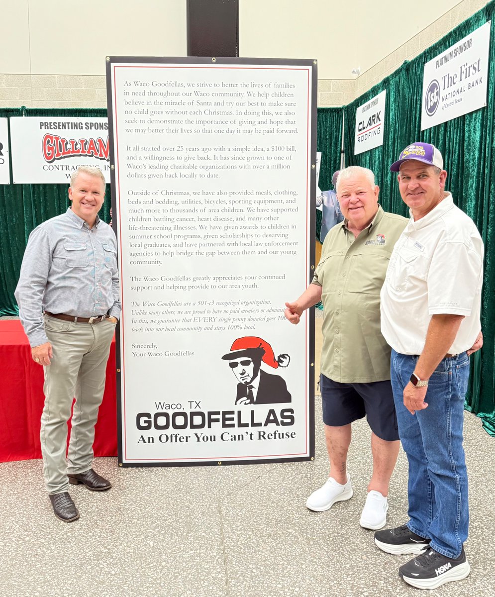 DavidCookTexas's tweet image. PACKED house for Waco GoodFellas' Christmas in July Fundraiser in Waco! Over 30 years ago, founder Randy Crook started this non-profit to share the miracle of Christmas with families in need in Central Texas. Thanks for inviting me, Rep. @PatrickJCurry1! 🎅🎄