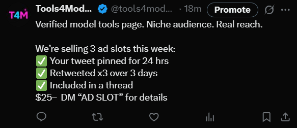 tools4models's tweet photo. Buy Twitter Promo Slot – [$25] on https://t.co/sPfbNwssuW https://t.co/lcBxyepLnu