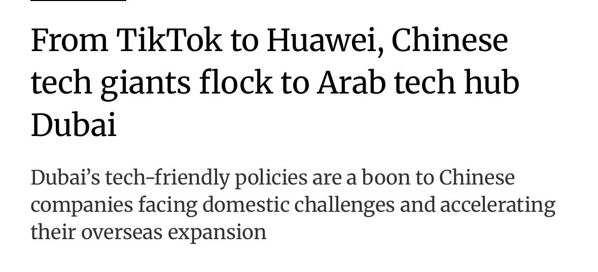 chinainmena's tweet image. “Chinese tech giants from ByteDance and Huawei Technologies to Alibaba Group Holding are playing an increasingly important role in Dubai’s burgeoning tech industry, as the emirate seeks to diversify its economy beyond its historical reliance on oil.
Central to that…