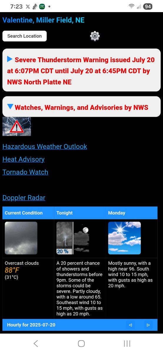 Point Forecaster for Android (@point_forecast) on Twitter photo #Tornado #NEwx #SDwx
<a href="/NWStornado/">NWS Tornado</a> has issued a Tornado Watch for parts of Nebraska and South Dakota until 11 PM CDT
Valentine, NE #Tornado #NEwx #SDwx
<a href="/NWStornado/">NWS Tornado</a> has issued a Tornado Watch for parts of Nebraska and South Dakota until 11 PM CDT
Valentine, NE