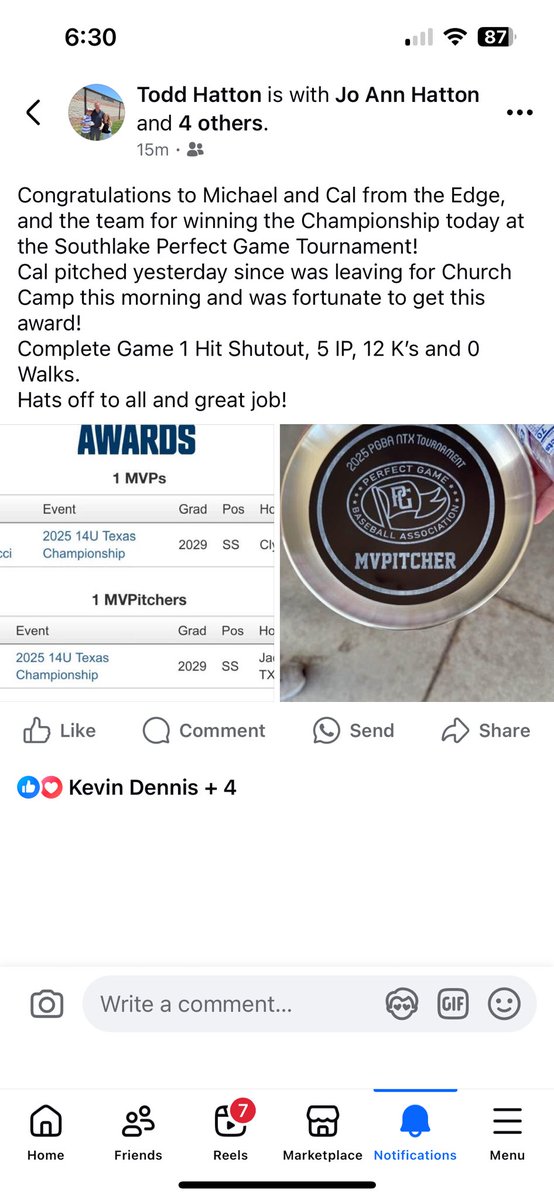 Very cool, Congratulations Michael and Cal and Texas Edge for winning the Tourney in Southlake!