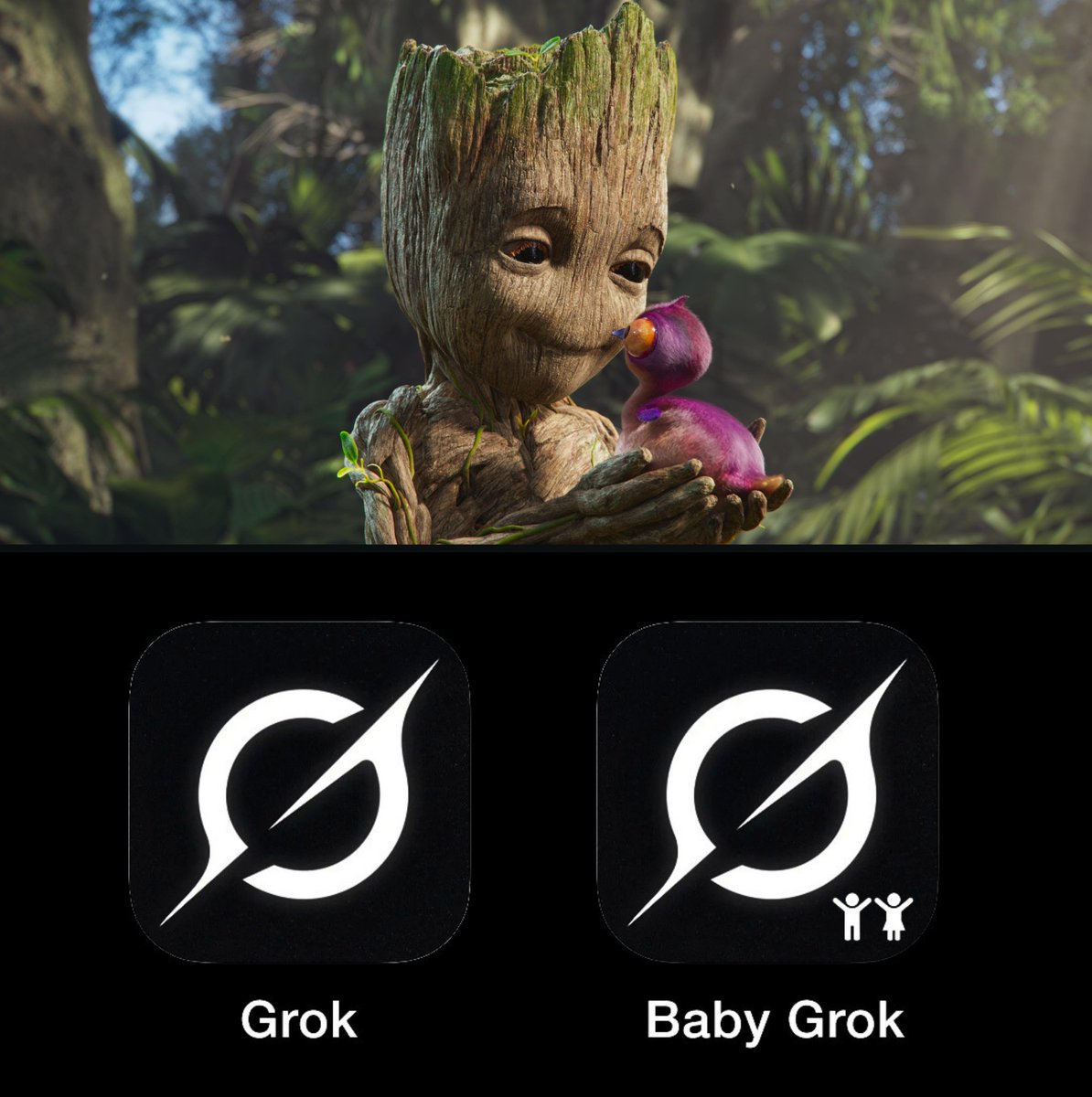 Elon Musk reveals xAI’s upcoming Baby Grok app dedicated to kid-friendly content is inspired by Baby Groot.