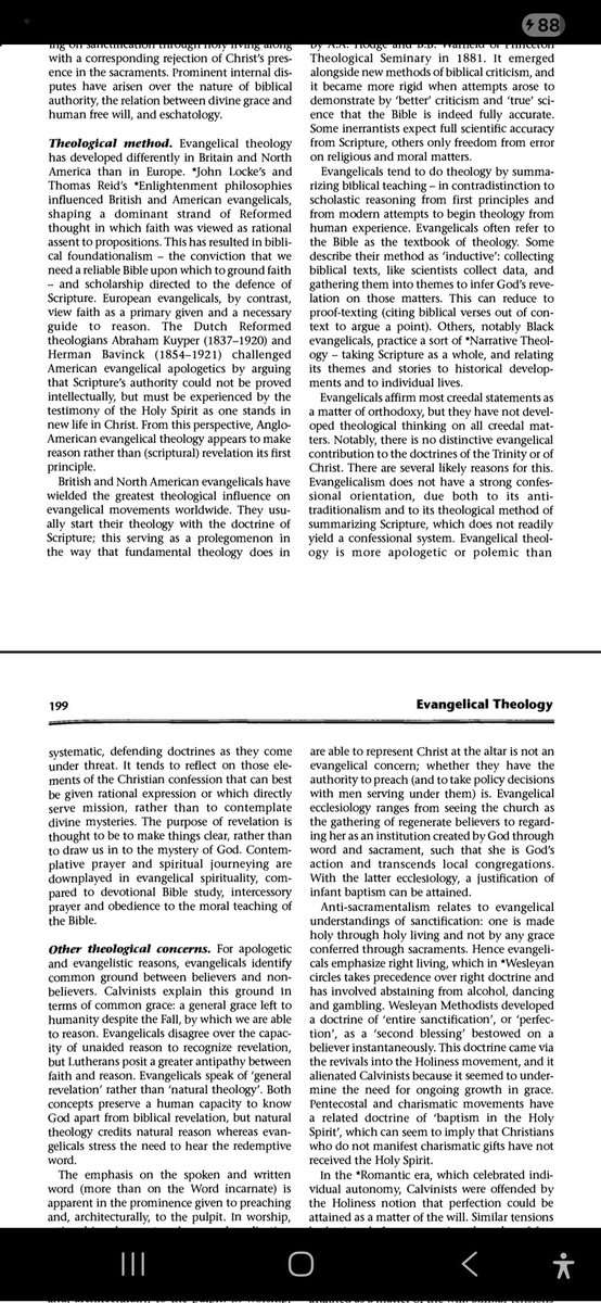 lipscomb_703's tweet image. Harriet Harris' article identifies evangelicalism as rooted in the Reformation, aligning with Reformed and Lutheran churches, and stemming from eighteenth-century evangelical revivals. Evangelicals are clearly treated as a branch within Protestantism.