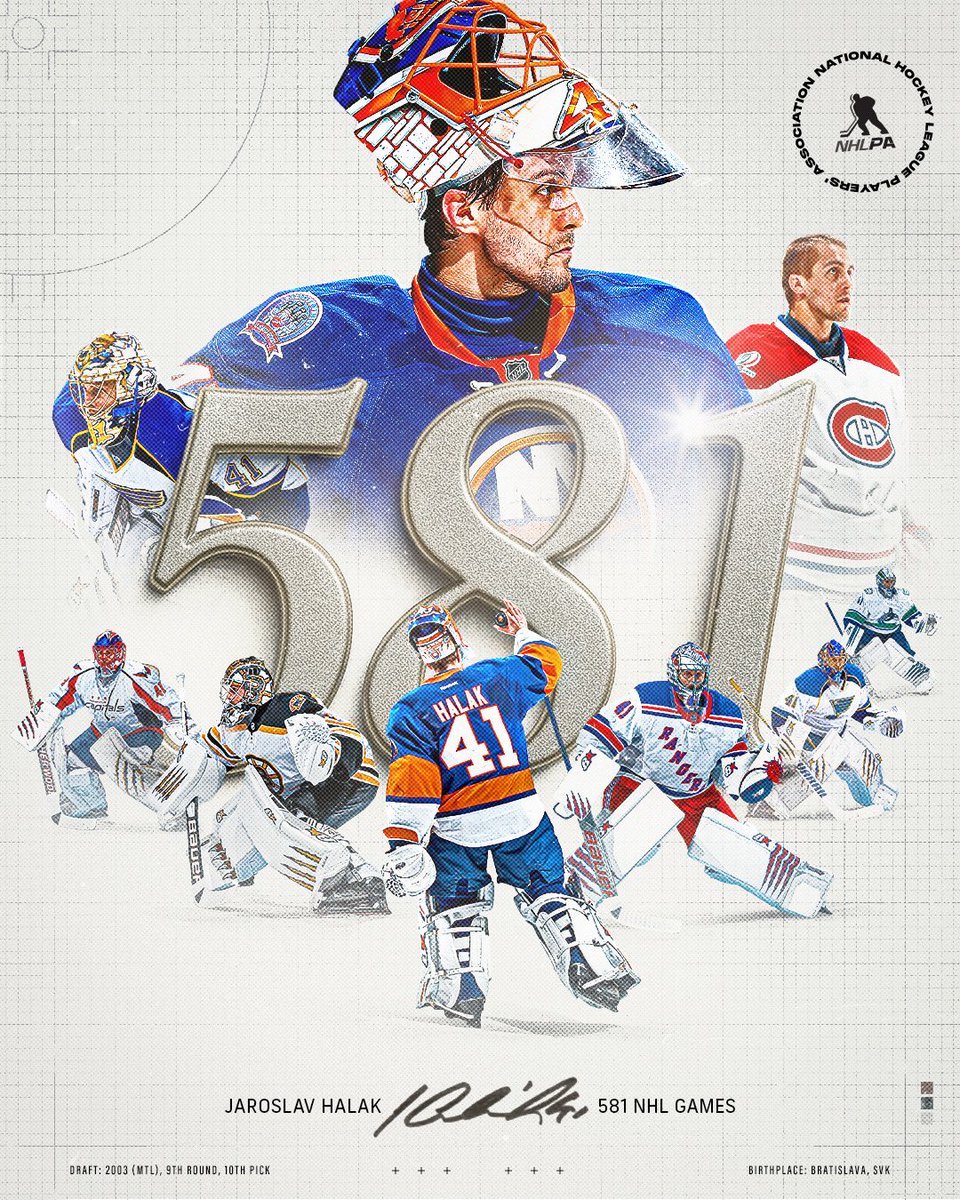 NHLPA's tweet image. After 17 NHL seasons and 295 wins, Jaroslav Halak is hanging up the pads.
Best of luck to the two-time William M. Jennings trophy winner, who retires as the winningest Slovakian goaltender in NHL history 🇸🇰
