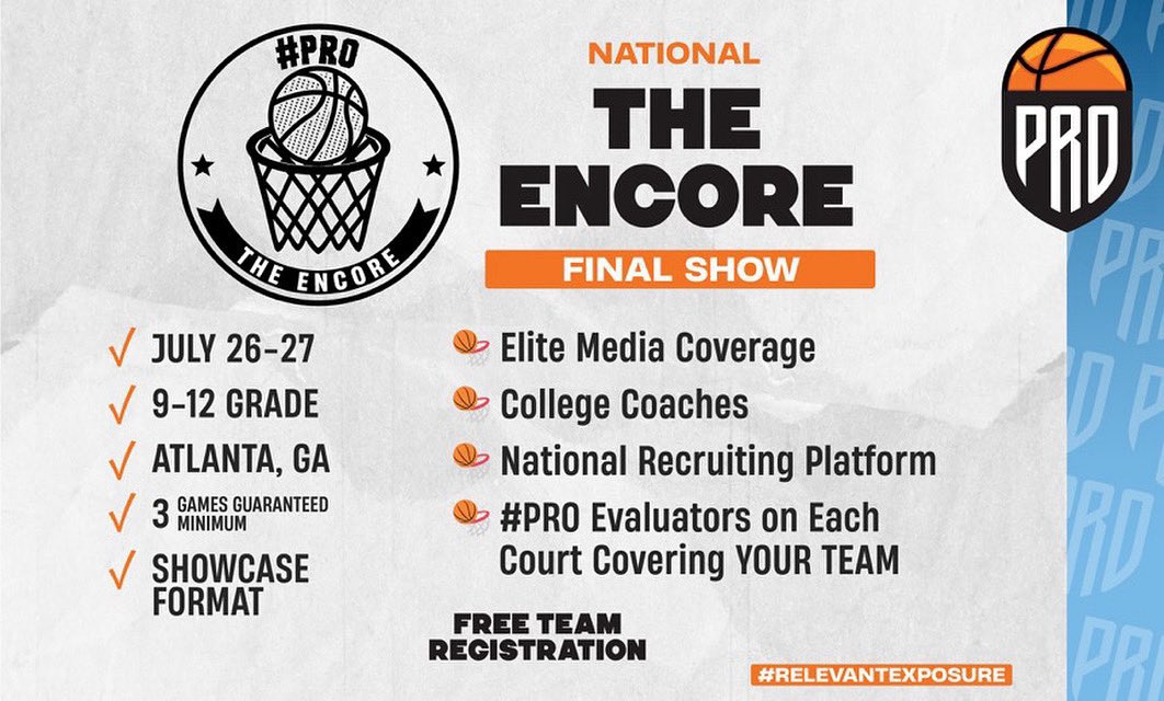 #PRO Elevation Inc. | #PRO Movement Athletics (@pro_movement1) on Twitter photo 🚨BOYS AAU PROGRAMS🚨
🗣️14U-17U 📍ATL🗓️July 26-27
🔒<a href="/Only1Elitebball/">Only1Elite</a> LOCKED IN✔️
💰FREE TEAM Registration
📝Scouts & Evaluators
🏀Media
🎥Highlights
📈RELEVANT EXPOSURE
🗣️Come Compete & BE SEEN☑️
🔥BE IN THE BUILDING🔥
🎟️Registration Closing SOON⤵️
promovement.redpodium.com/the-encore-fin… 🚨BOYS AAU PROGRAMS🚨
🗣️14U-17U 📍ATL🗓️July 26-27
🔒<a href="/Only1Elitebball/">Only1Elite</a> LOCKED IN✔️
💰FREE TEAM Registration
📝Scouts & Evaluators
🏀Media
🎥Highlights
📈RELEVANT EXPOSURE
🗣️Come Compete & BE SEEN☑️
🔥BE IN THE BUILDING🔥
🎟️Registration Closing SOON⤵️
promovement.redpodium.com/the-encore-fin…