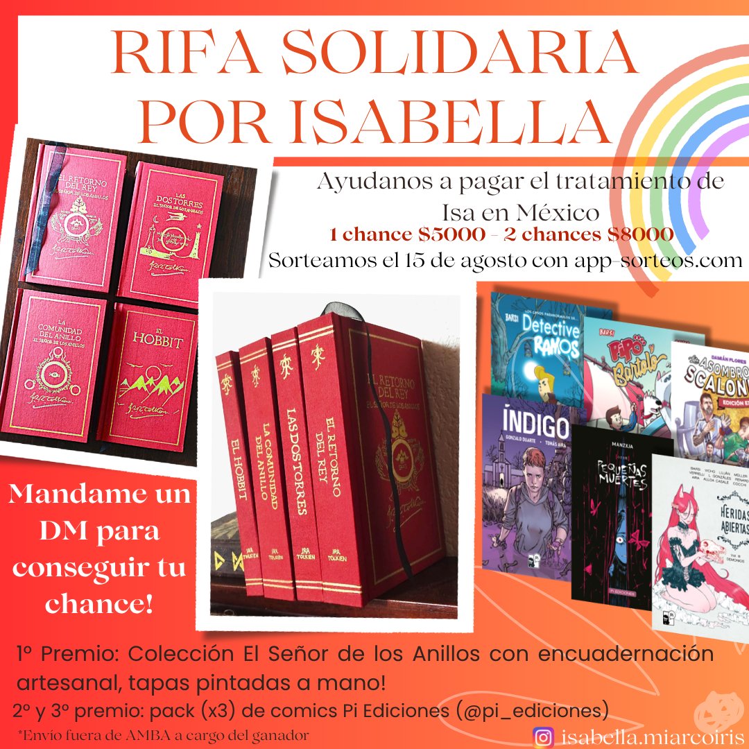 ¿Serás el héroe que ayuda Isa a llegar a México, y de paso el flamante dueño de una colección ÚNICA de El Señor de los Anillos? Mandame un DM!
(Mención especial a <a href="/PI_Ediciones/">PI Ediciones</a> que se pusieron la capa y nos donaron una pila de cómics, algunos firmados por sus autores!)