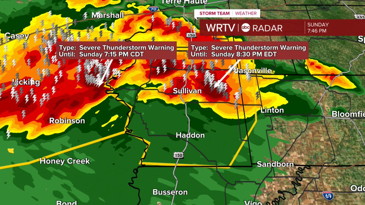 A Severe T'storm WARNING has been issued for Sullivan, Greene, Clay until Jul 20 8:30PM