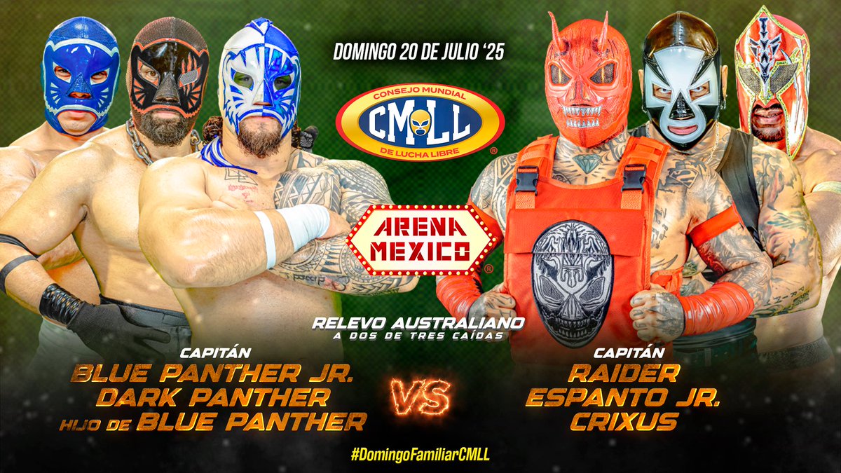 Los Panther han remado contra corriente y logran imponer condiciones en la #2aCaída tras haber sido derrotados en la #1aCaída por La Ola Negra y Crixus.  

#DomingoFamiliarCMLL