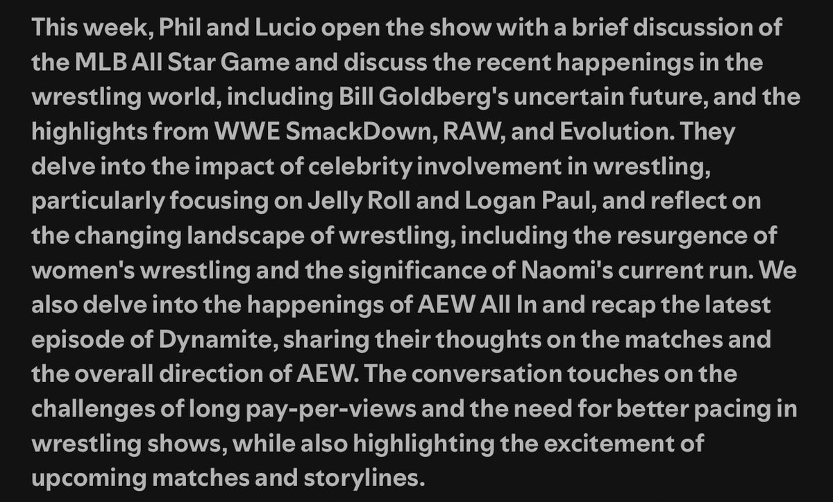 Episode 53 of Oh My Pod(cast) is now available, just in time for your Monday commute or gym sesh!!

Spotify: open.spotify.com/episode/1llHYZ…

Apple Podcasts: podcasts.apple.com/us/podcast/oh-…

#WWE #AEW #prowrestlingpodcast