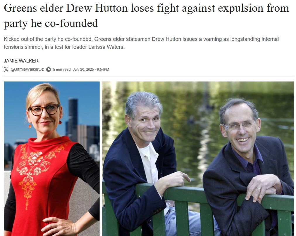 DesexingSociety's tweet image. Expelled Greens co-founder Drew Hutton tells it like it is: “Basically a cult has taken over the Greens...This is a deeply authoritarian cult that is opposed to any debate or any free speech on issues of gender. These people would expel Bob Brown if he said anything they…