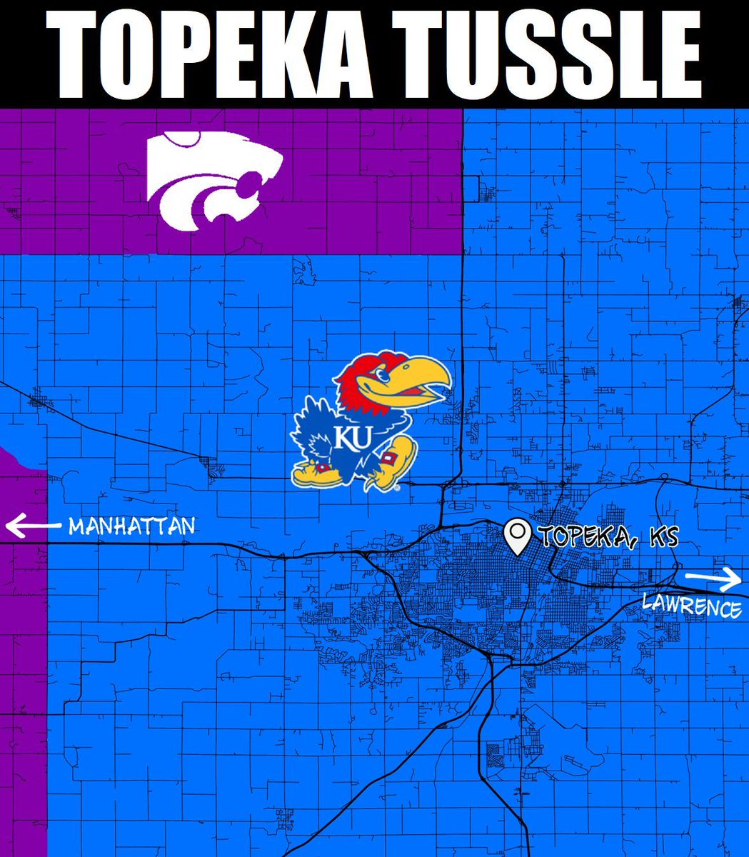 ThroneSpud's tweet image. The Sunflower Showdown, a big rivalry in the world of college sports, of course comes with a territorial dispute as well with the city of Topeka falling between the two. This one will be extra interesting as not only is this an annual rivalry, but both of these teams are expected…