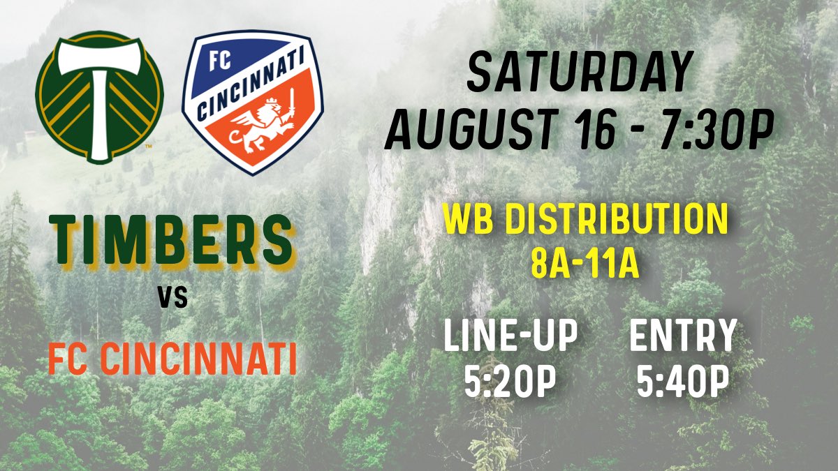 Here’s your wristband &amp; line info for #PORvCIN on Saturday August 16. TA ticket required for WB. Policies/info page linked in bio. #RCTID