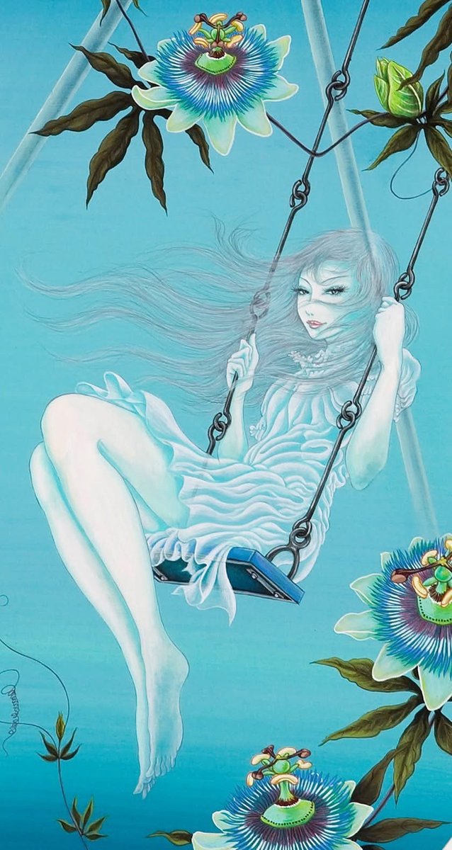 yujimoriguchi's tweet image. ブランコ幽霊 ~ Ghost on the swing ~
595mm×220mm(扇形)
acrylic, kent peper.
2009
#YujiMoriguchi