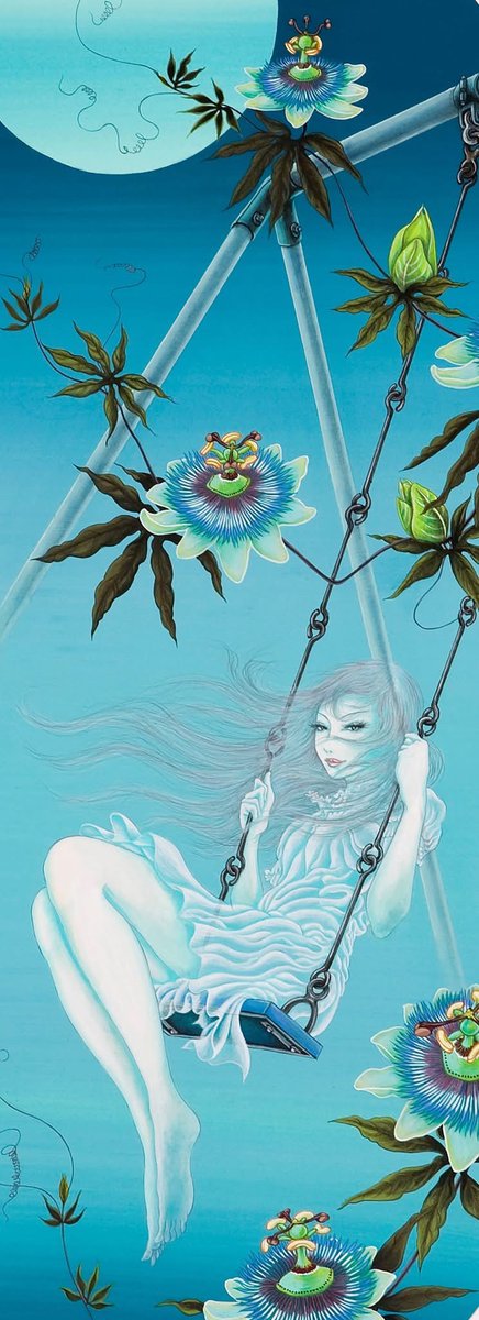 yujimoriguchi's tweet image. ブランコ幽霊 ~ Ghost on the swing ~
595mm×220mm(扇形)
acrylic, kent peper.
2009
#YujiMoriguchi
