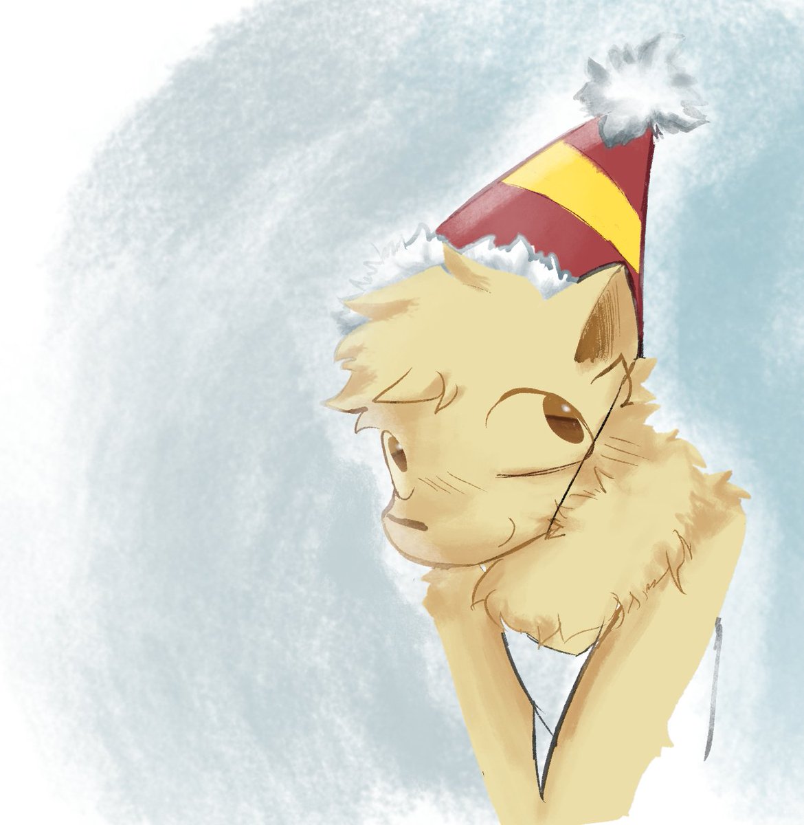 pseudosavant_'s tweet image. Ferris wearing a birthday hat /// Comission for @TwippinTheCat /// Character by @FreonCat