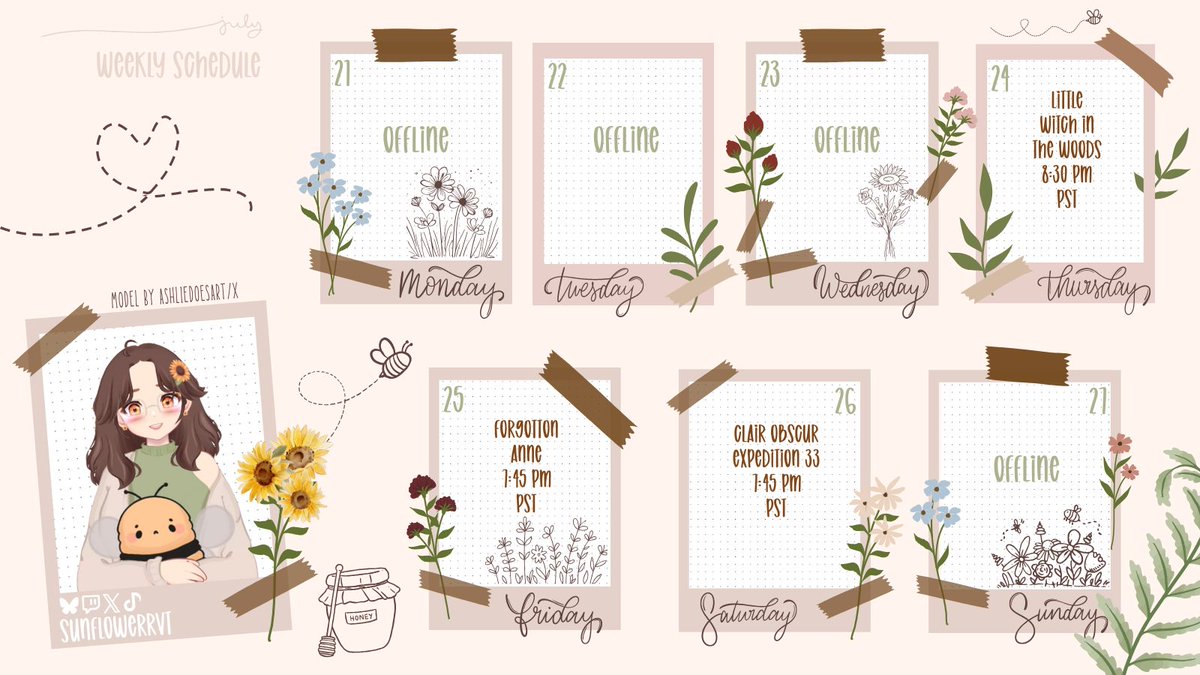 SunflowerrVT's tweet image. this week&apos;s schedule ♡ ♡ ♡