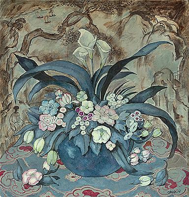 MorganaBwrites's tweet image. Large Flore Still Life in Blue Vase (1914) by Emil Orlik, Czech, July 21, 1870-Sept. 28, 1932