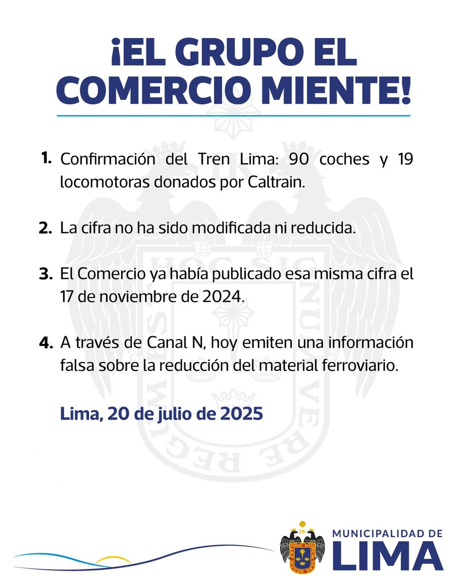 📢 La MML informa a la opinión pública lo siguiente: