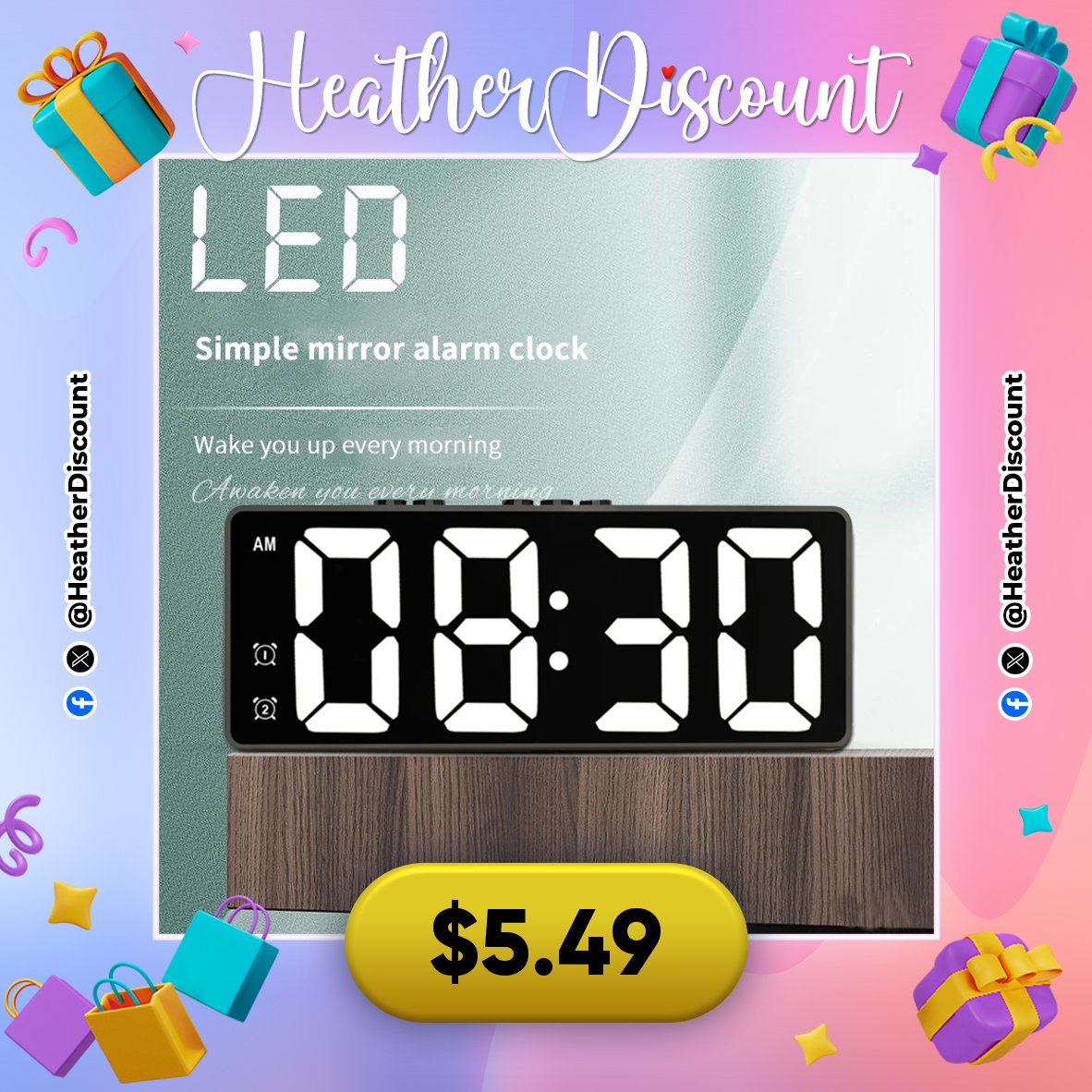 HeatherDiscount's tweet image. WAKE UP BRIGHT! ☀️⏰

⏰ LED Mirror Digital Alarm Clock
💵 $5.49

🛒 s.click.aliexpress.com/e/_oCB5a7d

#DigitalClock #AlarmClock #HomeTech
