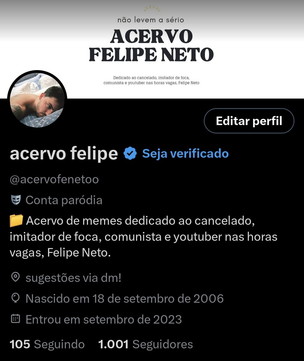 acervofenetoo's tweet image. Desde que criei essa conta nunca imaginei que teria tanta gente que gostasse e risse das piadas do acervo. Quero agradecer por vocês me seguirem e gostarem das minhas postagens. Obrigada pelos 1.000 seguidores! Amo vocês! ❤️