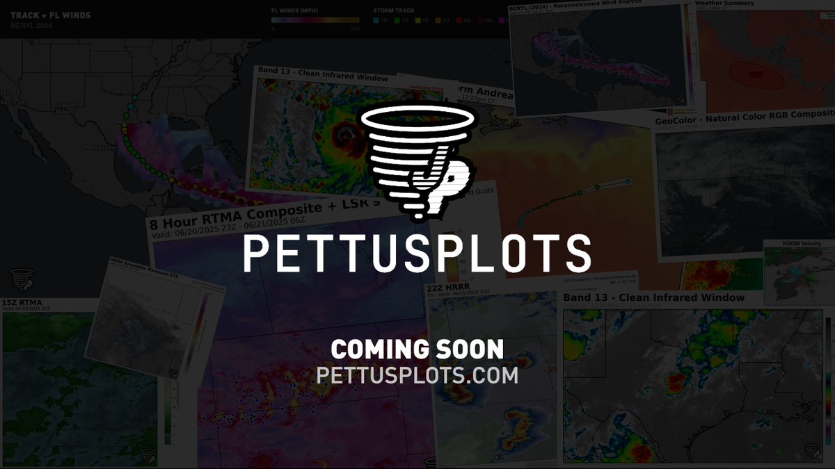 PettusWX's tweet image. Introducing PettusPlots!
This is a big project I am working on that I am working to get out sometime this fall.
Images displayed and generated in real time to provide advanced meteorological analysis and visualization.
Coming soon -> pettusplots.com