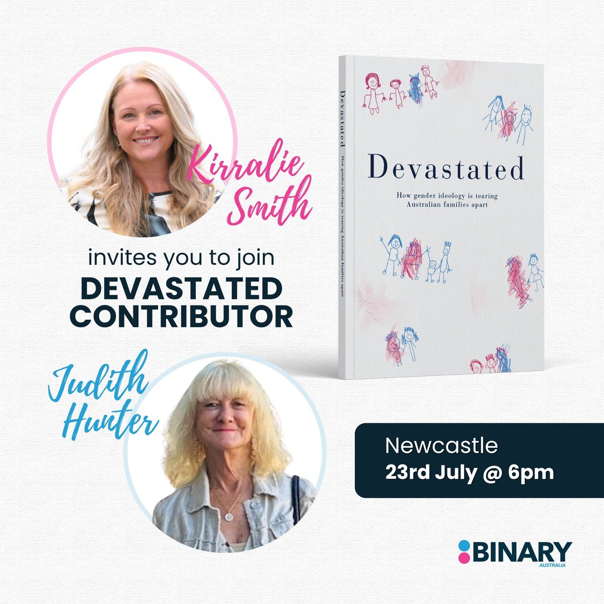 KirralieS's tweet image. Last chance to register for the Newcastle event. Meet Judith Hunter @Jude90293402 , an incredible parent featured in our book Devastated: how gender ideology is tearing Australian families apart.
It is very timely after the amazing coverage in the @australian over the weekend…