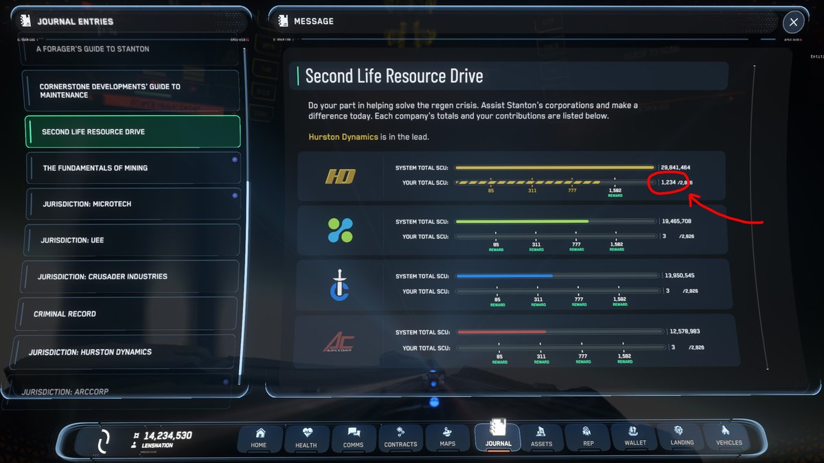 LensNationX's tweet image. My progress on Hurston Dynamics - Exactly 1234 SCUs. What about you guys? How much hauling have you suffered so far? :D
#starcitizen