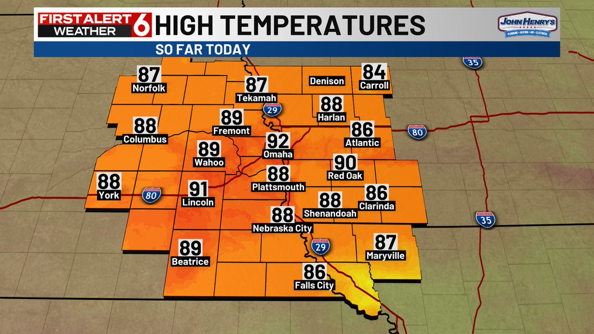 RustyLord's tweet image. Here's a look at the high temperatures across our area from earlier today.